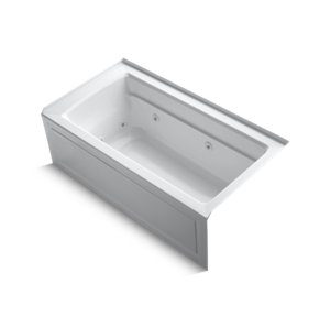 Archer® 60" x 32" alcove whirlpool bath with integral apron, integral flange and right-hand drain - K-1122-RA-0