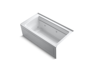 Archer® 60" x 32" alcove whirlpool bath with integral apron, integral flange and right-hand drain - K-1122-RA-0