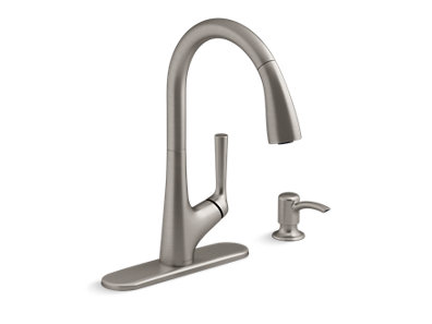 Elmbrook Pull-down kitchen faucet with soap/lotion dispenser - K-R22968-SD-VS