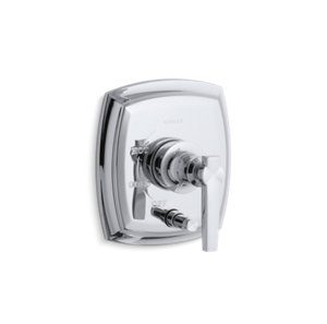 Margaux® Rite-Temp® pressure-balancing valve trim with push-button diverter and lever handles, valve not included - K-T98759-4-CP