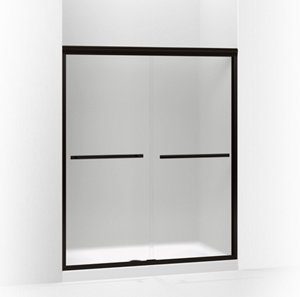 Gradient® Sliding shower door, 70-1/16" H x 56-5/8 - 59-5/8" W, with 1/4" thick Frosted glass - K-709064-D3-ABZ