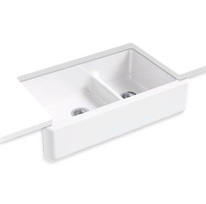 Whitehaven® Smart Divide® 35-3/4" undermount double-bowl farmhouse kitchen sink - K-6427-0