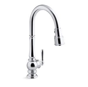 Artifacts® Touchless pull-down kitchen sink faucet with KOHLER® Konnect and three-function sprayhead - K-29709-WB-CP