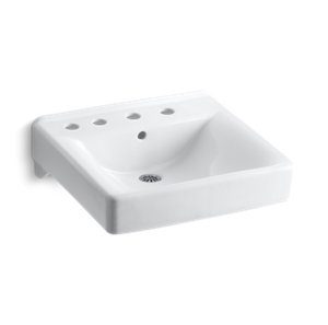 Soho® 20" x 18" wall-mount/concealed arm carrier bathroom sink with 8" widespread faucet holes and left-hand soap dispenser hole - K-2053-L-0