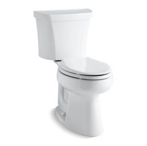 Highline® Comfort Height® Two-piece elongated 1.0 gpf chair height toilet with right-hand trip lever and tank cover locks - K-5298-TR-0