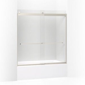 Levity® Sliding bath door, 62" H x 56-5/8 - 59-5/8" W, with 3/8" thick Crystal Clear glass - K-706007-L-NX