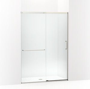 Elate Tall Sliding shower door, 75-1/2" H x 50-1/4 - 53-5/8" W, with heavy 5/16" thick Crystal Clear glass - K-707614-8L-MX