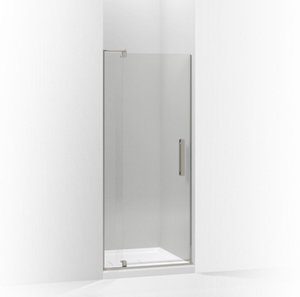 Revel® Pivot shower door, 74" H x 27-5/16 - 31-1/8" W, with 5/16" thick Crystal Clear glass - K-707506-L-BNK