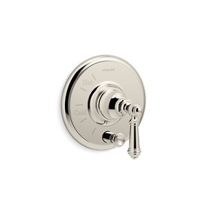 Artifacts® Rite-Temp® pressure-balancing valve trim with push-button diverter and lever handle - K-T72768-4-SN