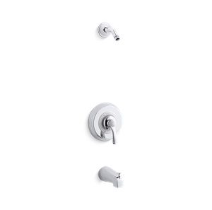 Fairfax® Rite-Temp® bath and shower trim set with lever handle and slip-fit spout, less showerhead - K-TLS12007-4S-CP