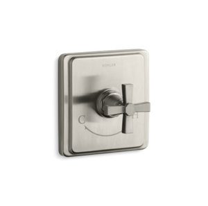 Pinstripe® Valve trim with Pure design cross handle for thermostatic valve, requires valve - K-T13173-3A-BN