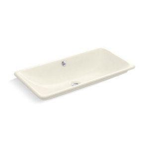 Iron Plains® Trough Rectangle Drop-in/undermount vessel bathroom sink with Biscuit painted underside - K-20212-B-96