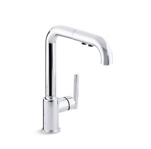 Purist® Pull-out kitchen sink faucet with three-function sprayhead - K-7505-CP