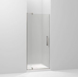 Revel® Pivot shower door, 70" H x 27-5/16 - 31-1/8" W, with 5/16" thick Frosted glass - K-707501-D3-BNK