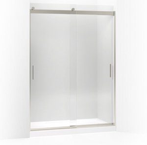 Levity® Sliding shower door, 82" H x 56-5/8 - 59-5/8" W, with 3/8" thick Crystal Clear glass - K-706013-L-NX
