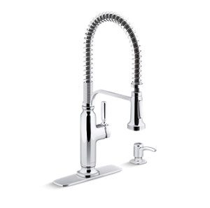 Ealing® Single-handle semi-professional kitchen sink faucet with soap/lotion dispenser - K-R28702-SD-CP