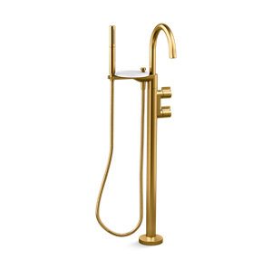 Components® Floor-mount bath filler trim with lever handles and handshower - K-T77984-4-2MB