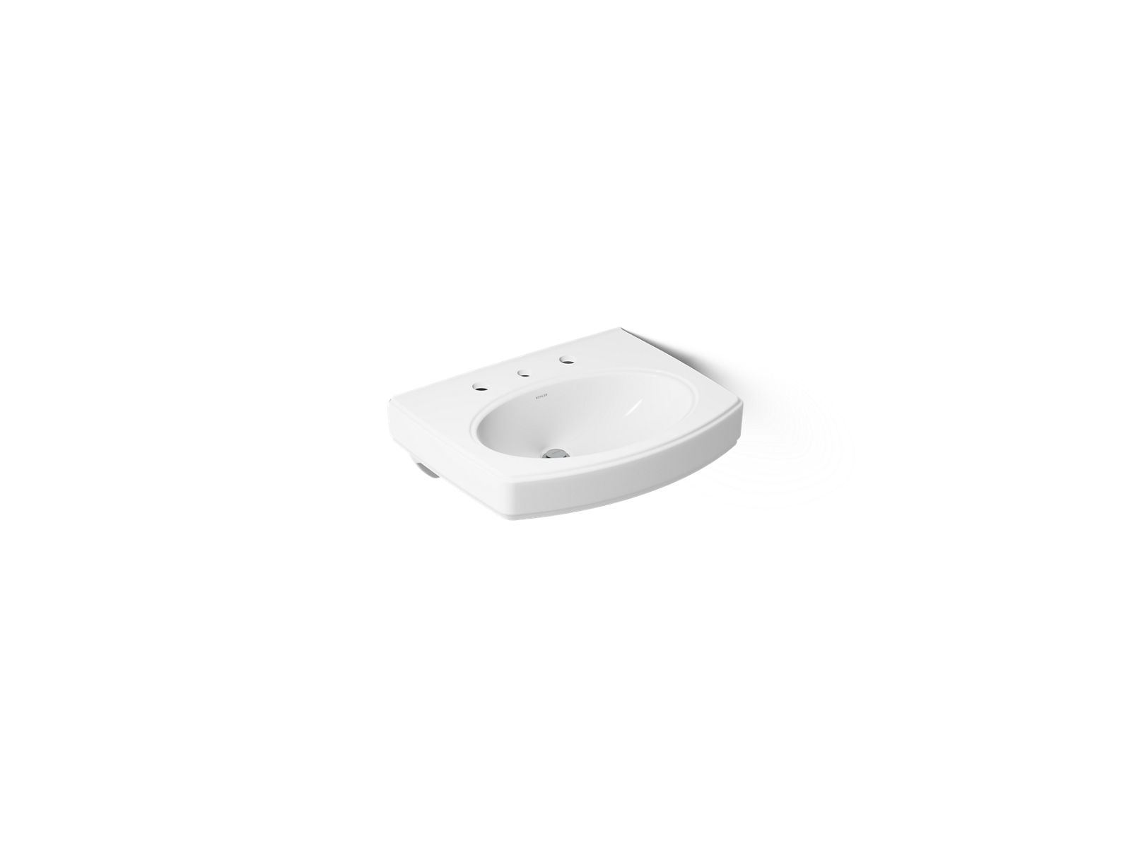 Pinoir 22" oval wall-mount bathroom sink - K-2028-8-0