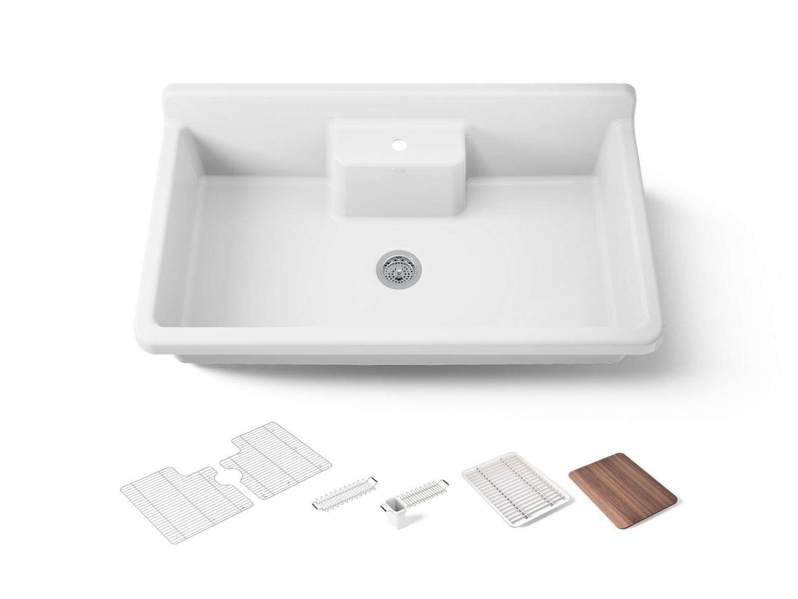 Farmstead 45" top-/wall-mount single-bowl workstation farmhouse kitchen sink - K-21103-1HP5-0