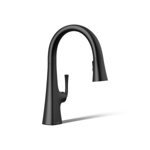 Graze Pull-down kitchen sink faucet with three-function sprayhead - K-22063-BL