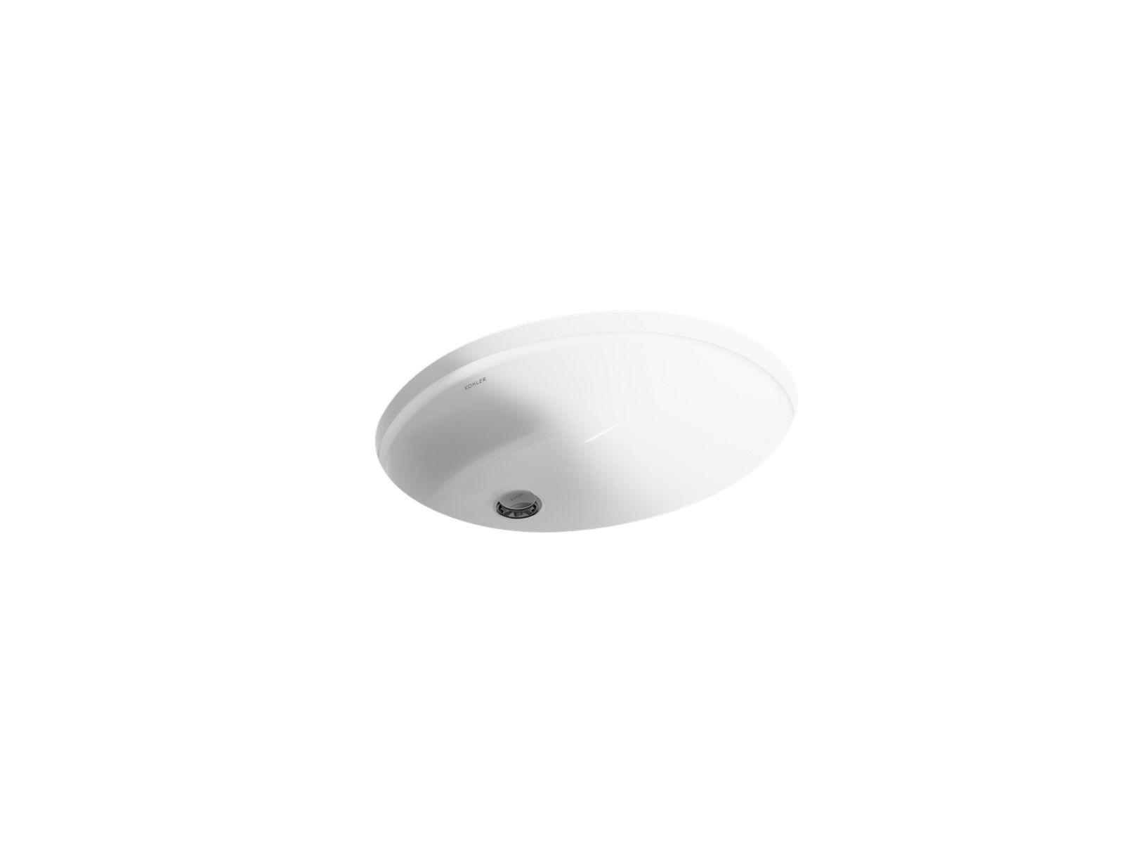 Caxton 19-1/4" oval undermount bathroom sink with glazed underside, no overflow - K-2210-G-0