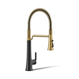 Tone Semi-professional pull-down kitchen sink faucet with three-function sprayhead - K-23765-BMB