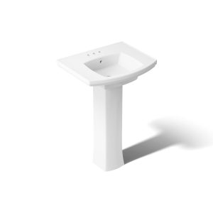 Kelston 23-3/4" rectangular pedestal bathroom sink - K-24050-4-0