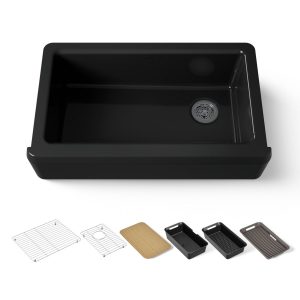Riverby 35-3/4" undermount single-bowl farmhouse workstation kitchen sink - K-24564-PC-7