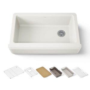 Riverby 35-3/4" undermount single-bowl farmhouse workstation kitchen sink - K-24564-PC-96