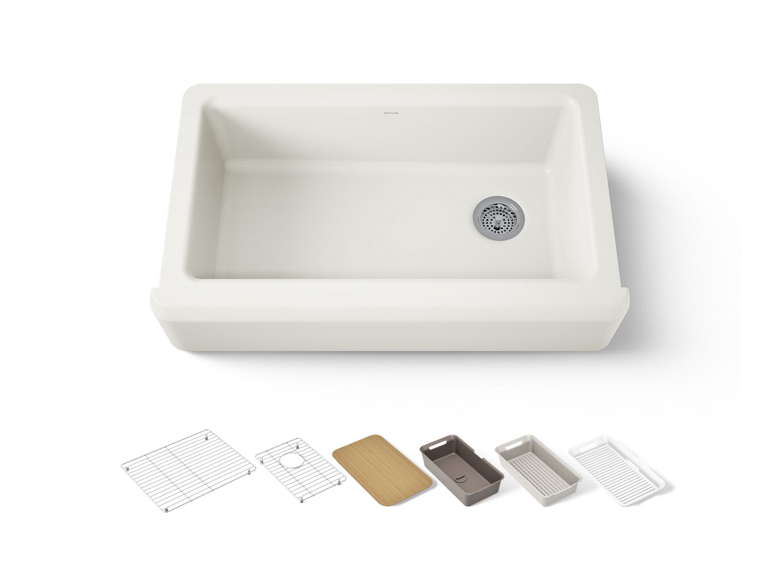 Riverby 35-3/4" undermount single-bowl farmhouse workstation kitchen sink - K-24564-PC-96