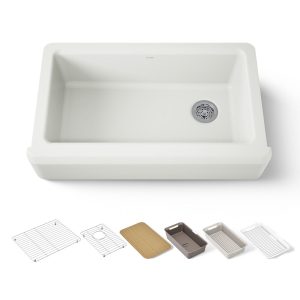 Riverby 35-3/4" undermount single-bowl farmhouse workstation kitchen sink - K-24564-PC-NY