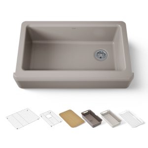Riverby 35-3/4" undermount single-bowl farmhouse workstation kitchen sink - K-24564-PC-TRF