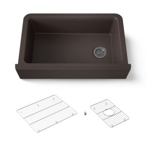 Cairn 34" undermount single-bowl farmhouse kitchen sink with fluted design - K-25788-CM2