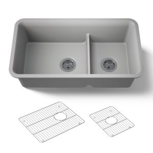 Cairn Smart Divide 33-1/2" undermount double-bowl kitchen sink - K-27786-CM4