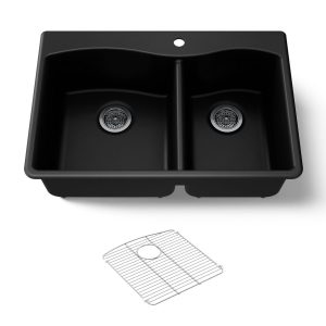Kennon 33" top-/undermount double-bowl kitchen sink - K-28002-1-CM1
