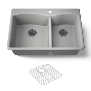 Kennon 33" top-/undermount double-bowl kitchen sink - K-28002-1-CM4
