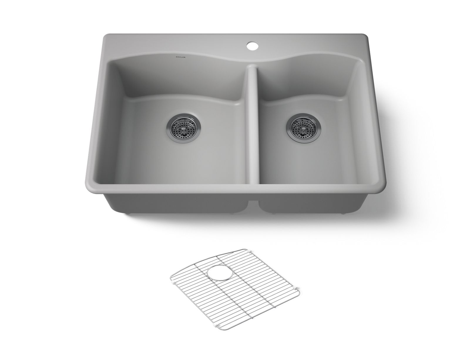 Kennon 33" top-/undermount double-bowl kitchen sink - K-28002-1-CM4