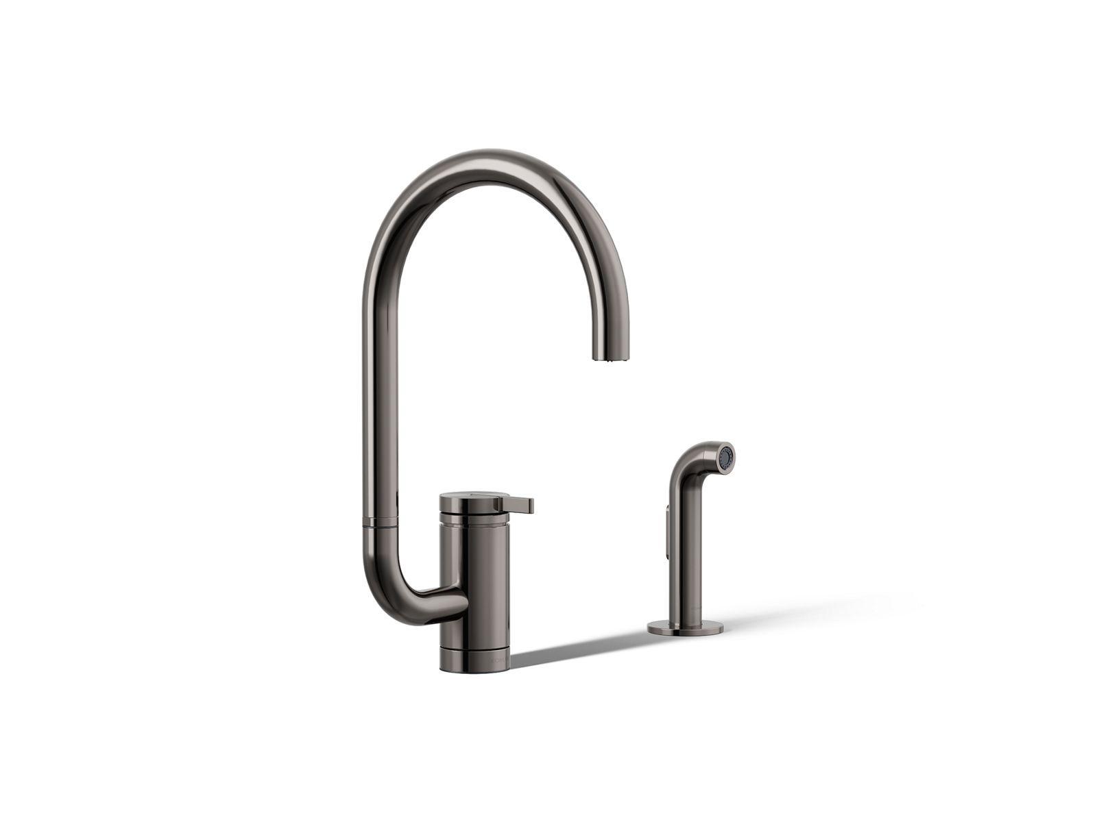 Components Single-handle kitchen sink faucet with two-function extended-reach spout and side sprayer - K-28272-TT