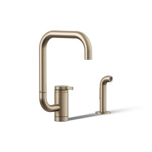 Components Single-handle kitchen sink faucet with two-function extended-reach spout and side sprayer - K-28274-BV