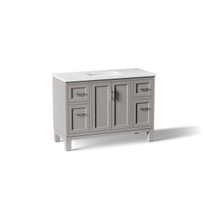 Quo 48" bathroom vanity cabinet with sink and quartz top - K-28383-ASB-1WT