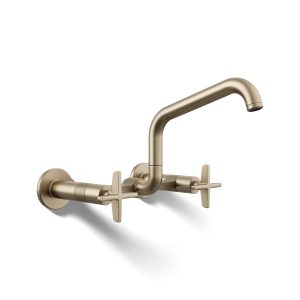 Billet Two-hole wall-mount bridge kitchen sink faucet - K-28666-3-BV