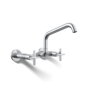 Billet Two-hole wall-mount bridge kitchen sink faucet - K-28666-3-CP