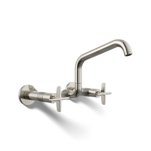 Billet Two-hole wall-mount bridge kitchen sink faucet - K-28666-3-SN
