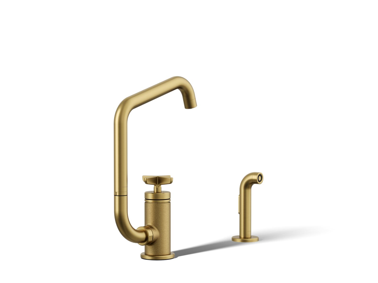 Billet Single-handle bar sink faucet with two-function extended-reach spout and side sprayer - K-28667-3-2MB