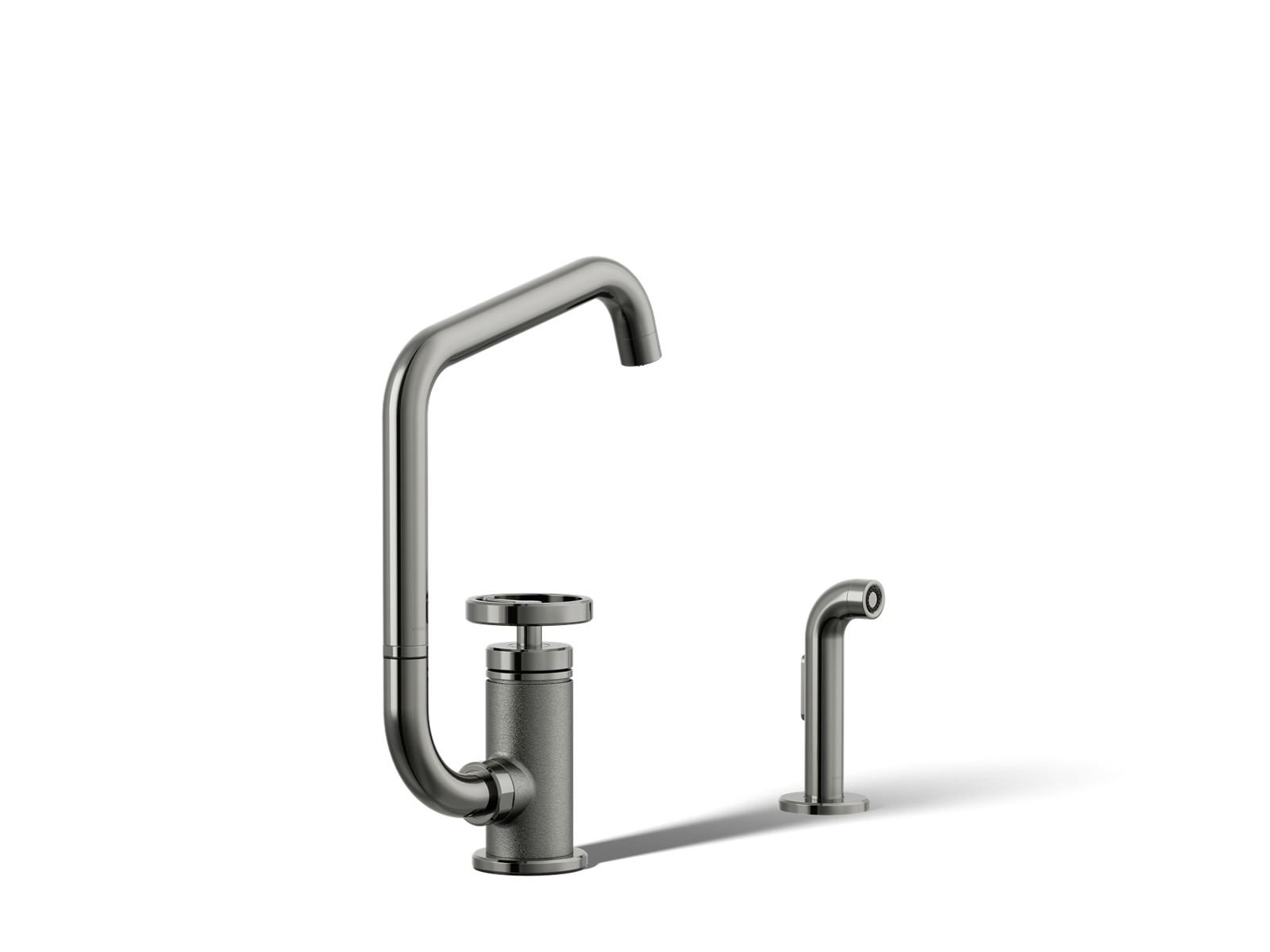 Billet Single-handle bar sink faucet with two-function extended-reach spout and side sprayer - K-28667-9-TT