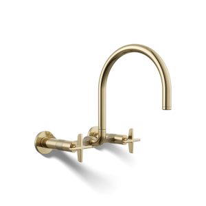 Billet Two-hole wall-mount bridge kitchen sink faucet - K-28672-3-AF