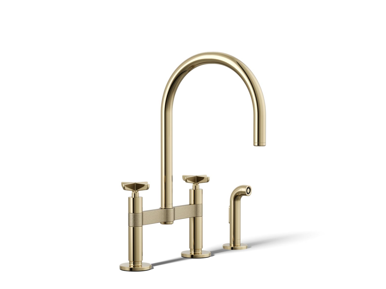 Billet Two-hole bridge kitchen sink faucet with side sprayer - K-28673-3-AF