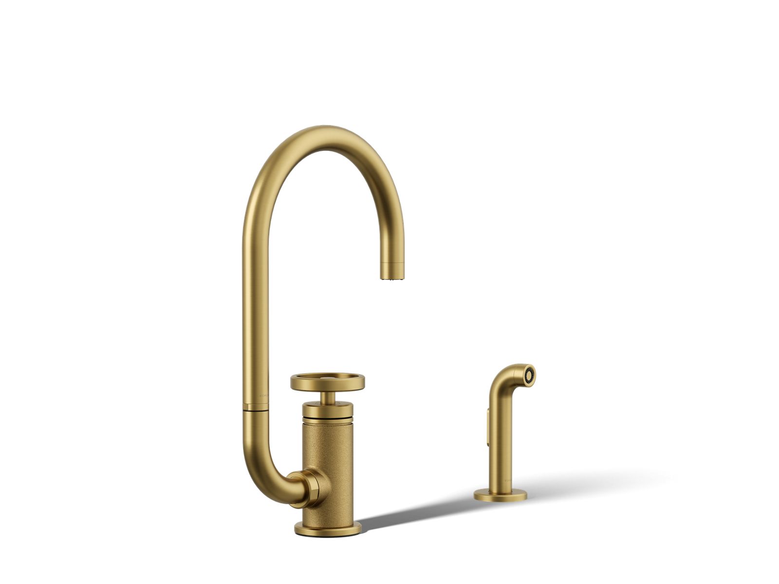 Billet Single-handle bar sink faucet with two-function extended-reach spout and side sprayer - K-28675-9-2MB