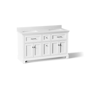 Charlemont 60" bathroom vanity cabinet with sinks and quartz top - K-29263-BD1-0
