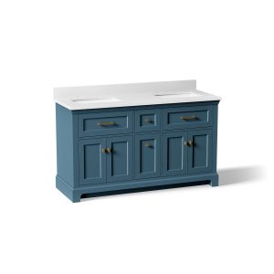 Charlemont 60" bathroom vanity cabinet with sinks and quartz top - K-29263-BD1-TDB